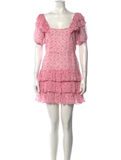 Pre-owned Loveshackfancy Silk Mini Dress In Pink