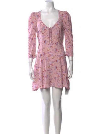 Pre-owned Loveshackfancy Silk Mini Dress In Pink