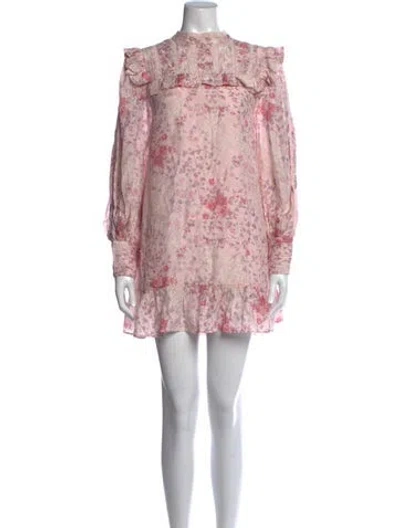 Pre-owned Loveshackfancy Silk Mini Dress In Pink