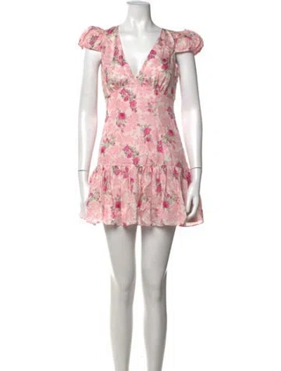 Pre-owned Loveshackfancy Silk Mini Dress In Pink