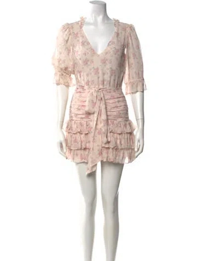 Pre-owned Loveshackfancy Silk Mini Dress In Pink