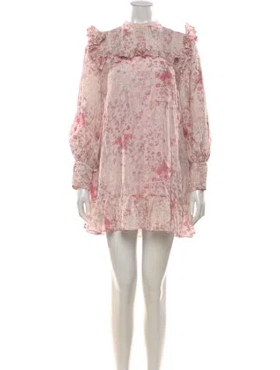 Pre-owned Loveshackfancy Silk Mini Dress In Pink