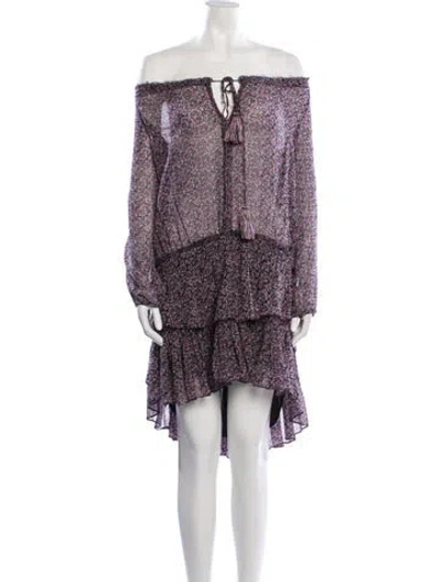 Pre-owned Loveshackfancy Silk Mini Dress In Purple