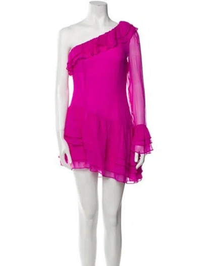 Pre-owned Loveshackfancy Silk Mini Dress In Purple