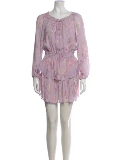 Pre-owned Loveshackfancy Silk Mini Dress In Purple