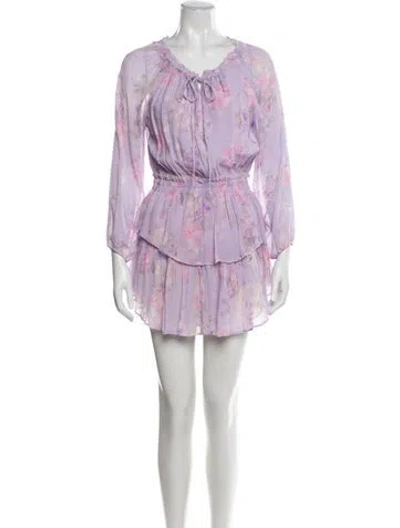 Pre-owned Loveshackfancy Silk Mini Dress In Purple