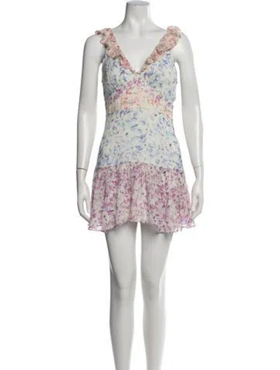 Pre-owned Loveshackfancy Silk Mini Dress In Purple