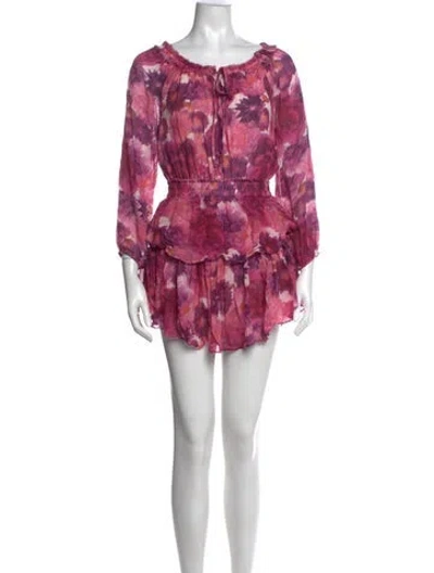 Pre-owned Loveshackfancy Silk Mini Dress In Purple
