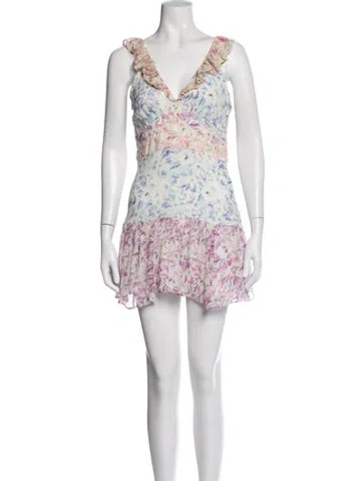 Pre-owned Loveshackfancy Silk Mini Dress In Purple
