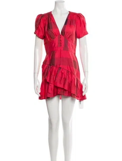 Pre-owned Loveshackfancy Silk Mini Dress In Red