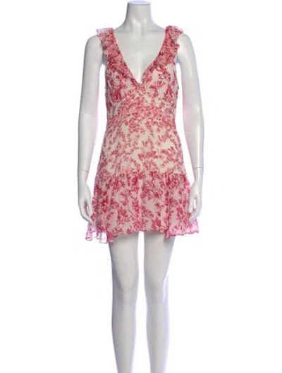 Pre-owned Loveshackfancy Silk Mini Dress In Red