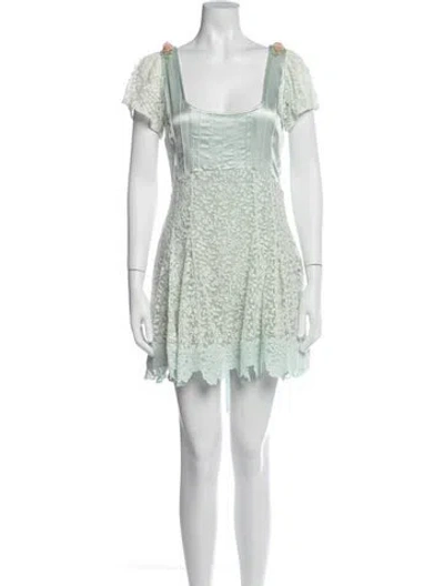 Pre-owned Loveshackfancy Silk Mini Dress W/ Tags In Blue