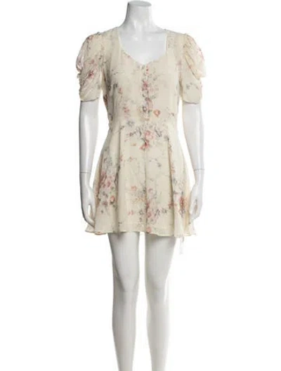 Pre-owned Loveshackfancy Silk Mini Dress W/ Tags In Neutral