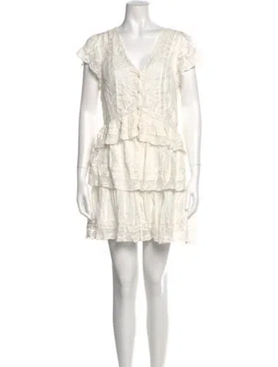 Pre-owned Loveshackfancy Silk Mini Dress In White