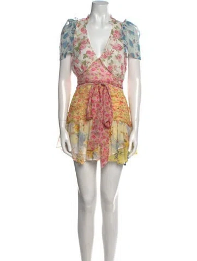 Pre-owned Loveshackfancy Silk Mini Dress In White