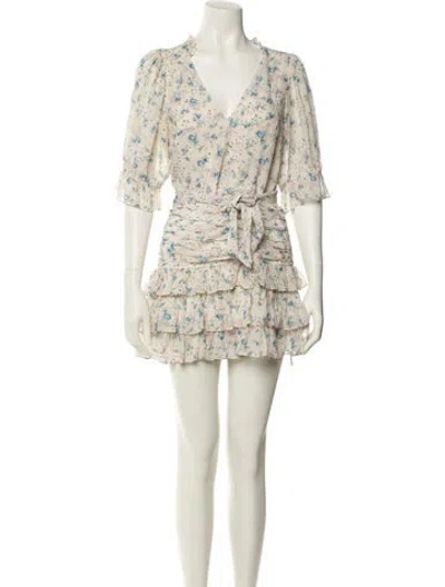 Pre-owned Loveshackfancy Silk Mini Dress In White