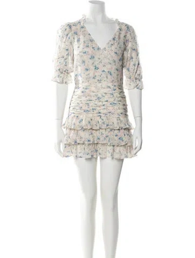 Pre-owned Loveshackfancy Silk Mini Dress In White