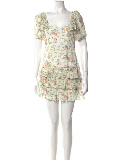 Pre-owned Loveshackfancy Silk Mini Dress In White