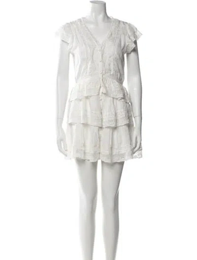 Pre-owned Loveshackfancy Silk Mini Dress In White