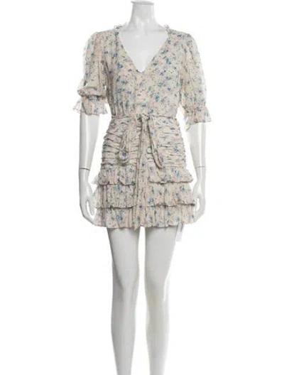 Pre-owned Loveshackfancy Silk Mini Dress In White