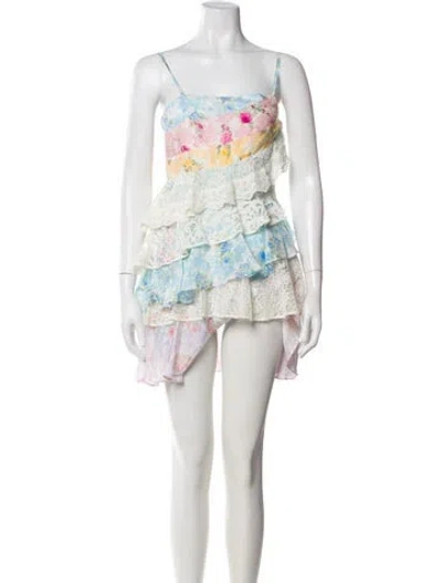 Pre-owned Loveshackfancy Silk Mini Dress In White