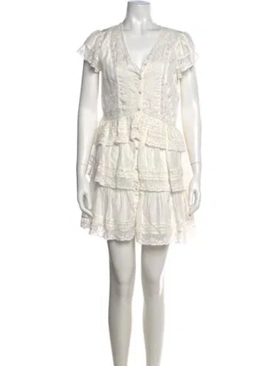 Pre-owned Loveshackfancy Silk Mini Dress In White