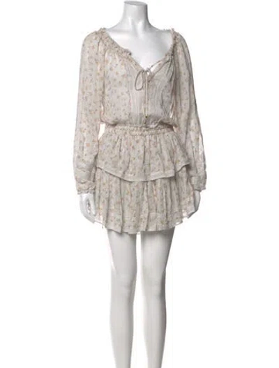 Pre-owned Loveshackfancy Silk Mini Dress In White