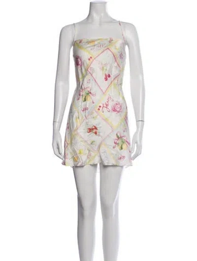 Pre-owned Loveshackfancy Silk Mini Dress In White