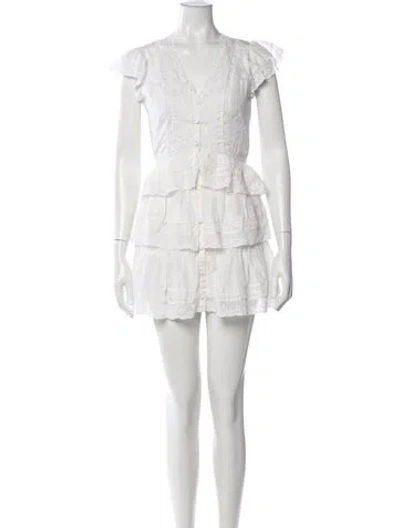 Pre-owned Loveshackfancy Silk Mini Dress In White