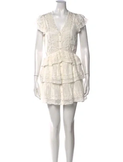 Pre-owned Loveshackfancy Silk Mini Dress In White