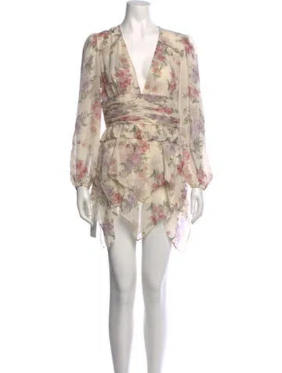Pre-owned Loveshackfancy Silk Mini Dress In White