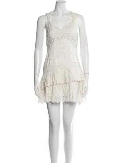 Pre-owned Loveshackfancy Silk Mini Dress In White