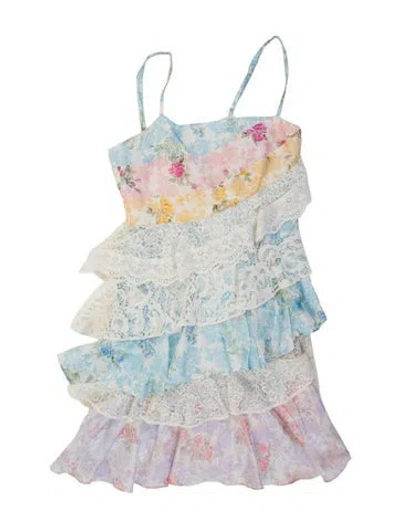 Pre-owned Loveshackfancy Silk Mini Dress In White