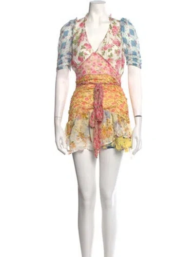 Pre-owned Loveshackfancy Silk Mini Dress In White