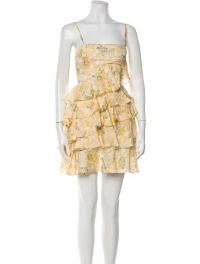 Pre-owned Loveshackfancy Silk Mini Dress In Yellow