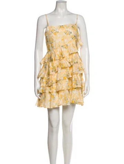Pre-owned Loveshackfancy Silk Mini Dress In Yellow
