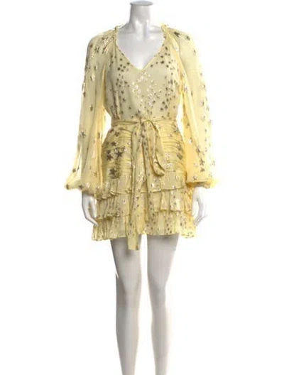 Pre-owned Loveshackfancy Silk Mini Dress In Yellow