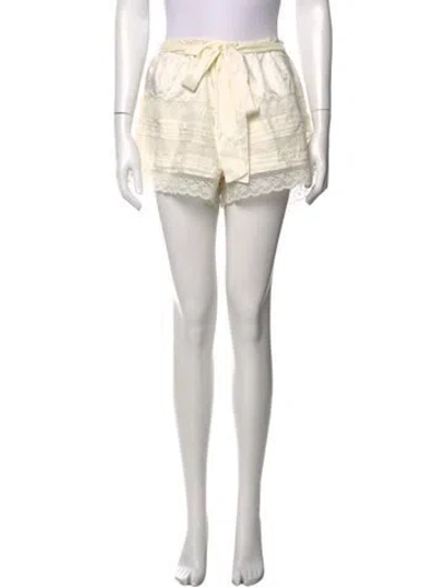 Pre-owned Loveshackfancy Silk Mini Shorts In White