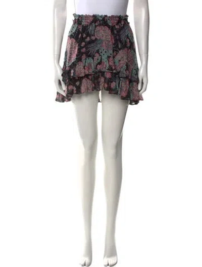 Pre-owned Loveshackfancy Silk Mini Skirt In Black