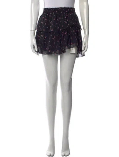 Pre-owned Loveshackfancy Silk Mini Skirt In Black