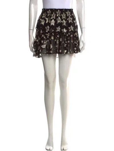 Pre-owned Loveshackfancy Silk Mini Skirt In Black