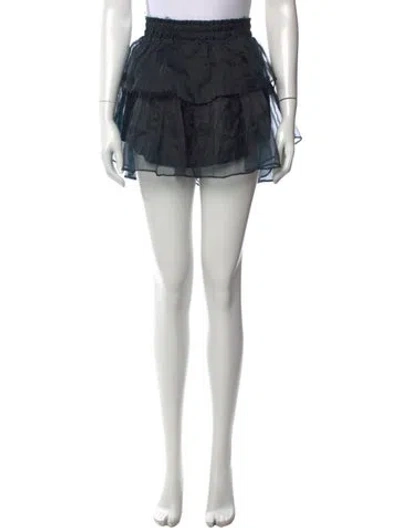 Pre-owned Loveshackfancy Silk Mini Skirt In Black