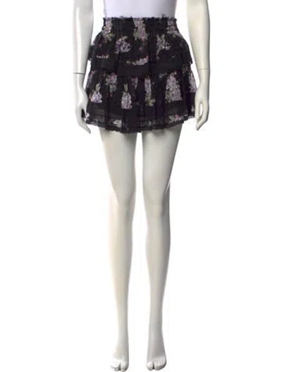 Pre-owned Loveshackfancy Silk Mini Skirt In Black