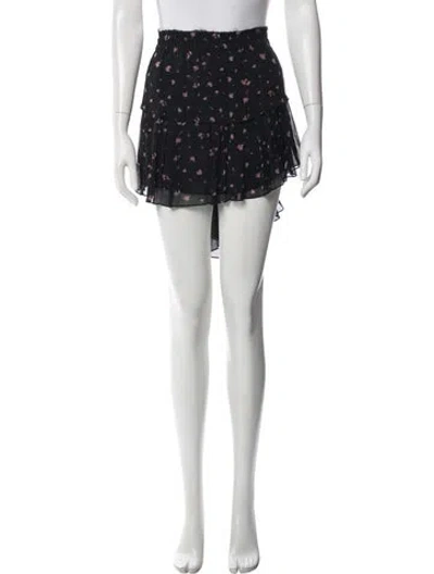 Pre-owned Loveshackfancy Silk Mini Skirt In Black