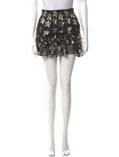 Pre-owned Loveshackfancy Silk Mini Skirt In Black/metallic