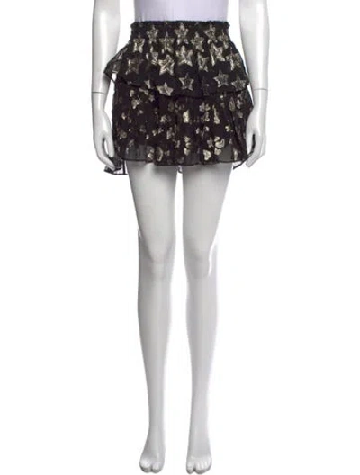 Pre-owned Loveshackfancy Silk Mini Skirt In Black/metallic