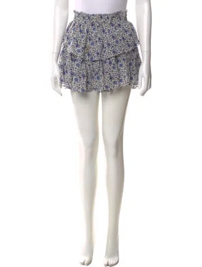 Pre-owned Loveshackfancy Silk Mini Skirt In Blue