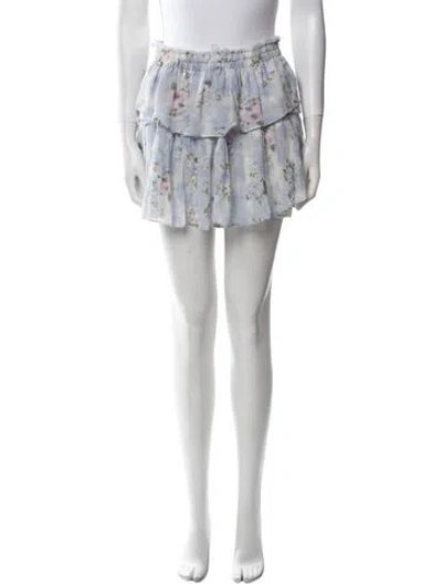 Pre-owned Loveshackfancy Silk Mini Skirt In Blue