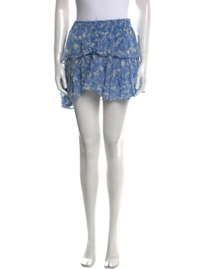 Pre-owned Loveshackfancy Silk Mini Skirt In Blue