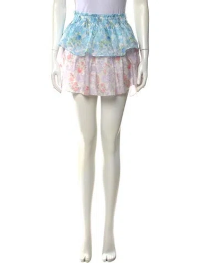 Pre-owned Loveshackfancy Silk Mini Skirt In Blue